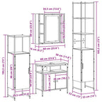 Juego de muebles de baño 4 pcs Roble Negro Madera de ingeniería