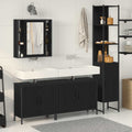 Juego de muebles de baño 4 pcs Negro Madera contrachapada