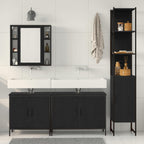 Juego de muebles de baño 4 pcs Negro Madera contrachapada