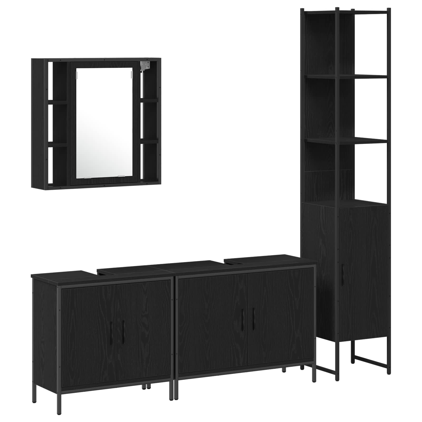 Juego de muebles de baño 4 pcs Negro Madera contrachapada