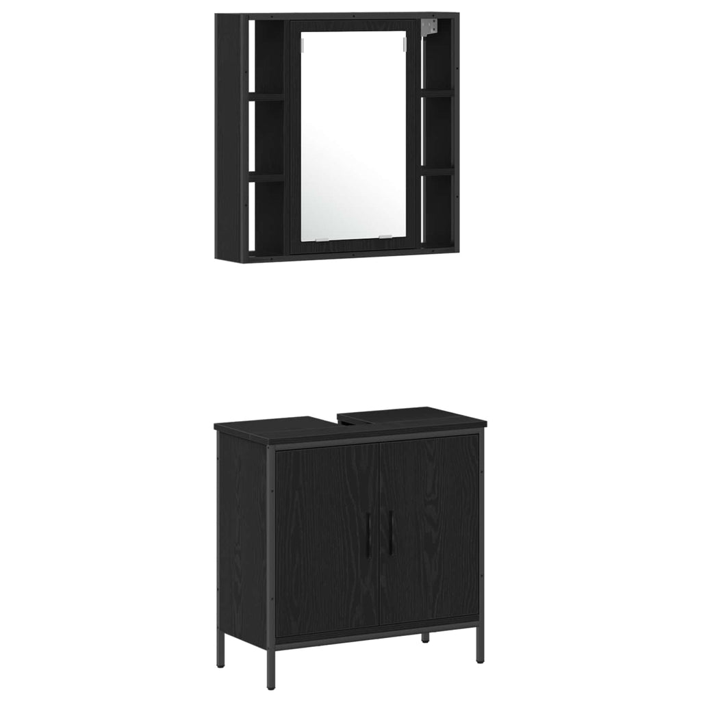 Juego de muebles de baño 4 pcs Negro Madera contrachapada
