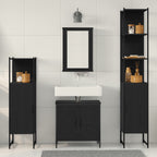 Juego de muebles de baño 4 pcs Negro Madera contrachapada