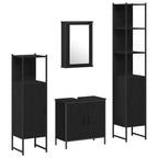 Juego de muebles de baño 4 pcs Negro Madera contrachapada