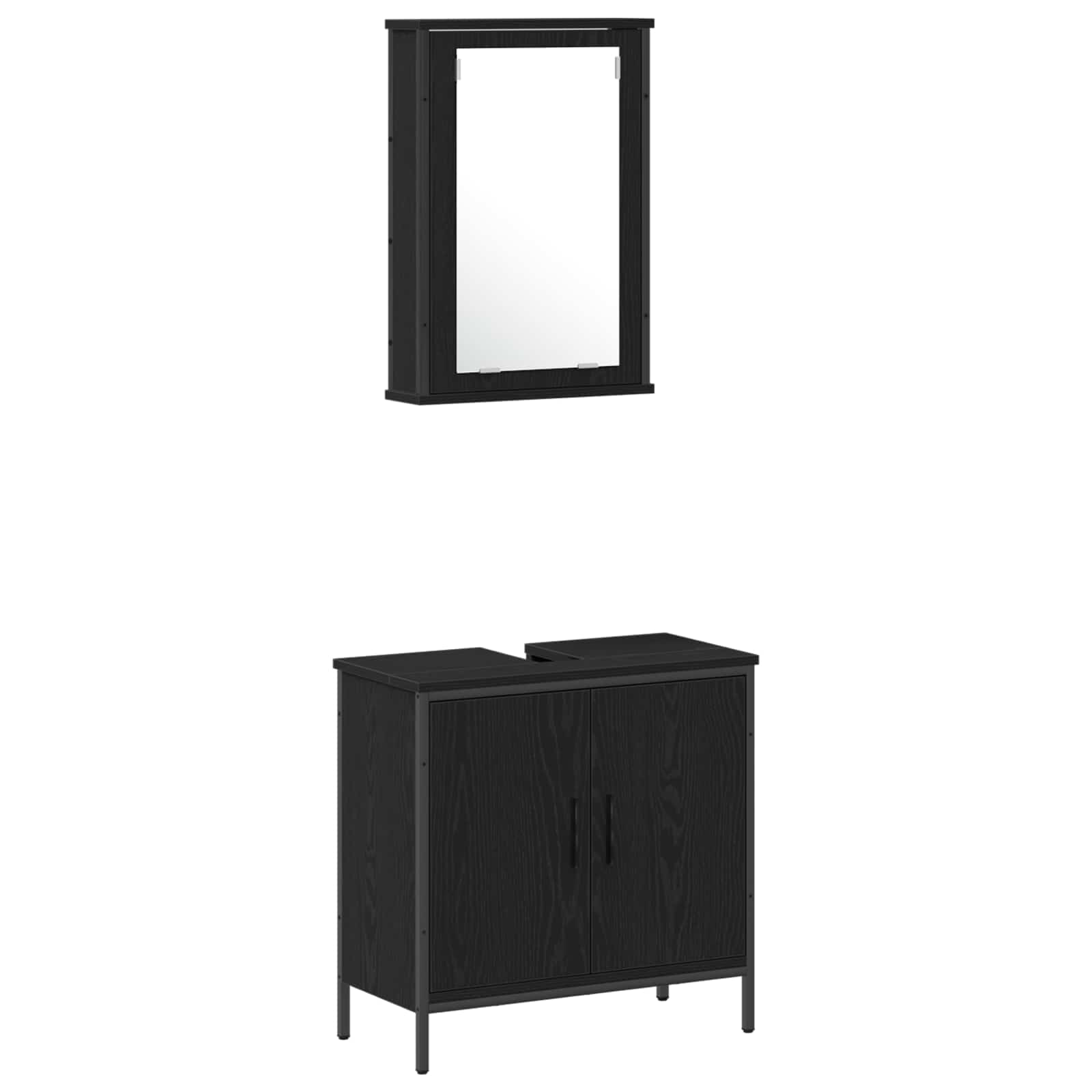 Juego de muebles de baño 4 pcs Negro Madera contrachapada