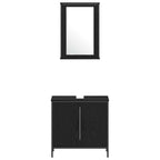 Juego de muebles de baño 4 pcs Negro Madera contrachapada