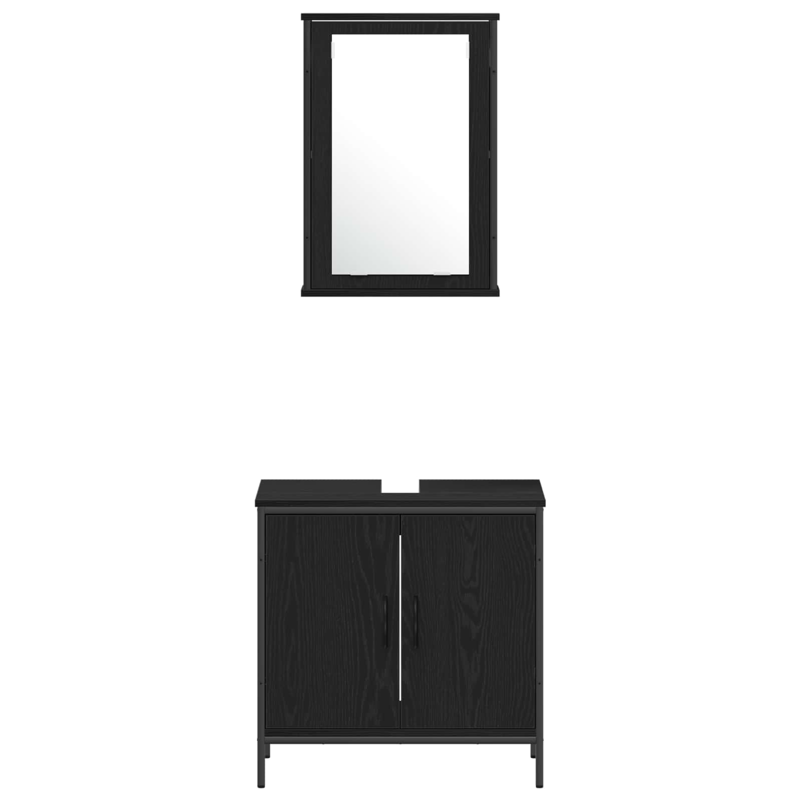 Juego de muebles de baño 4 pcs Negro Madera contrachapada