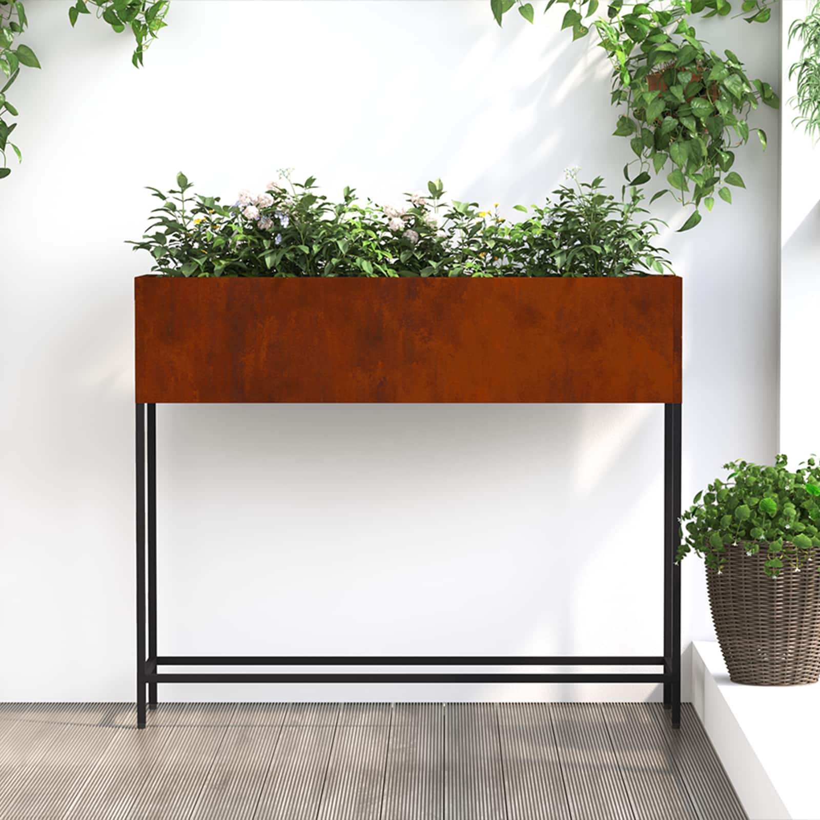 Jardinera Elevada Antracita 100 x 26 x 82 cm Acero