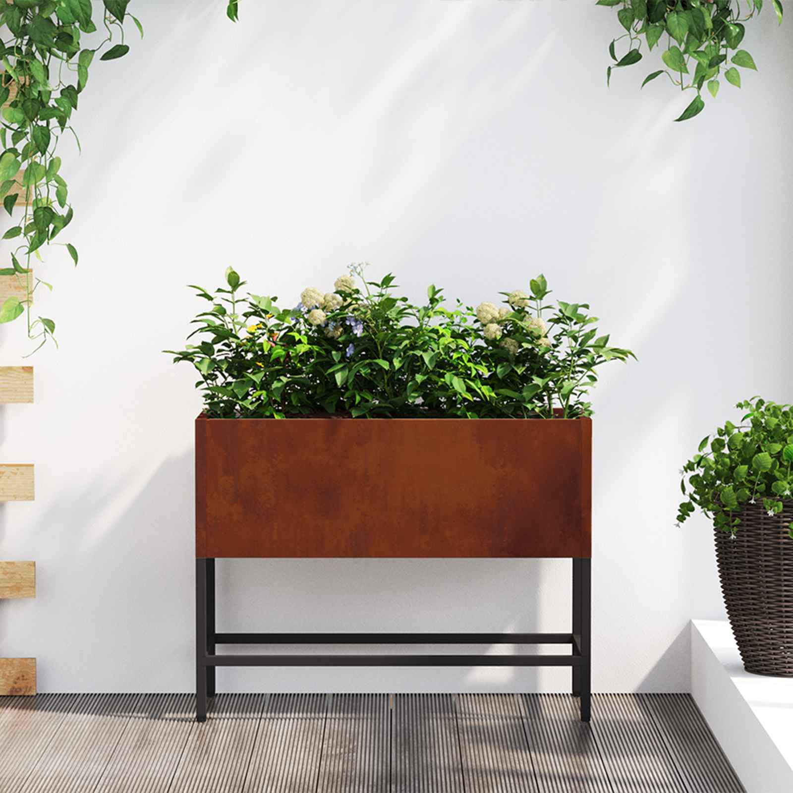 Jardinera Elevada Antracita 100 x 26 x 82 cm Acero