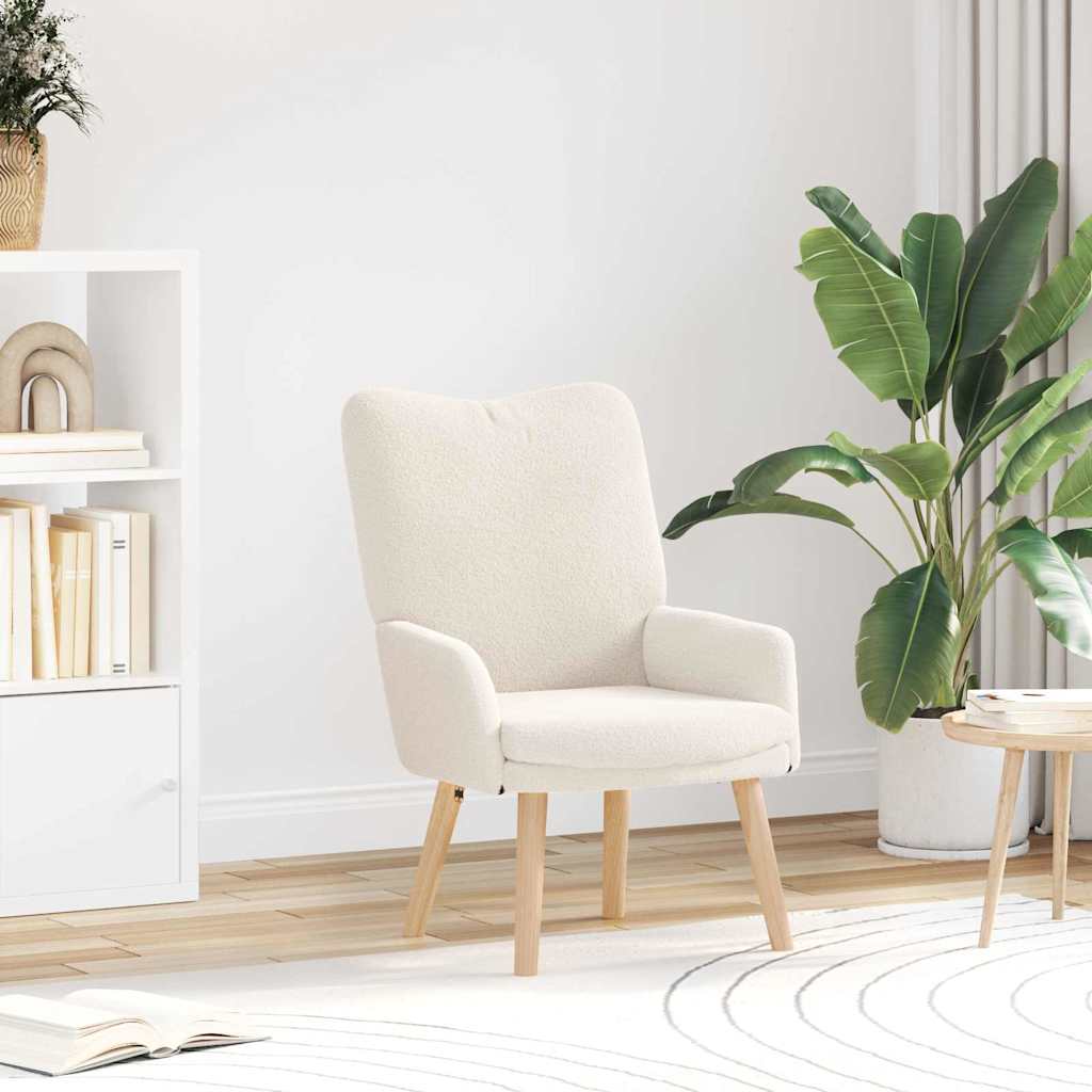 Poltrona Creme 63 x 67 x 94 cm Tecido de Ovelha e Contraplacado