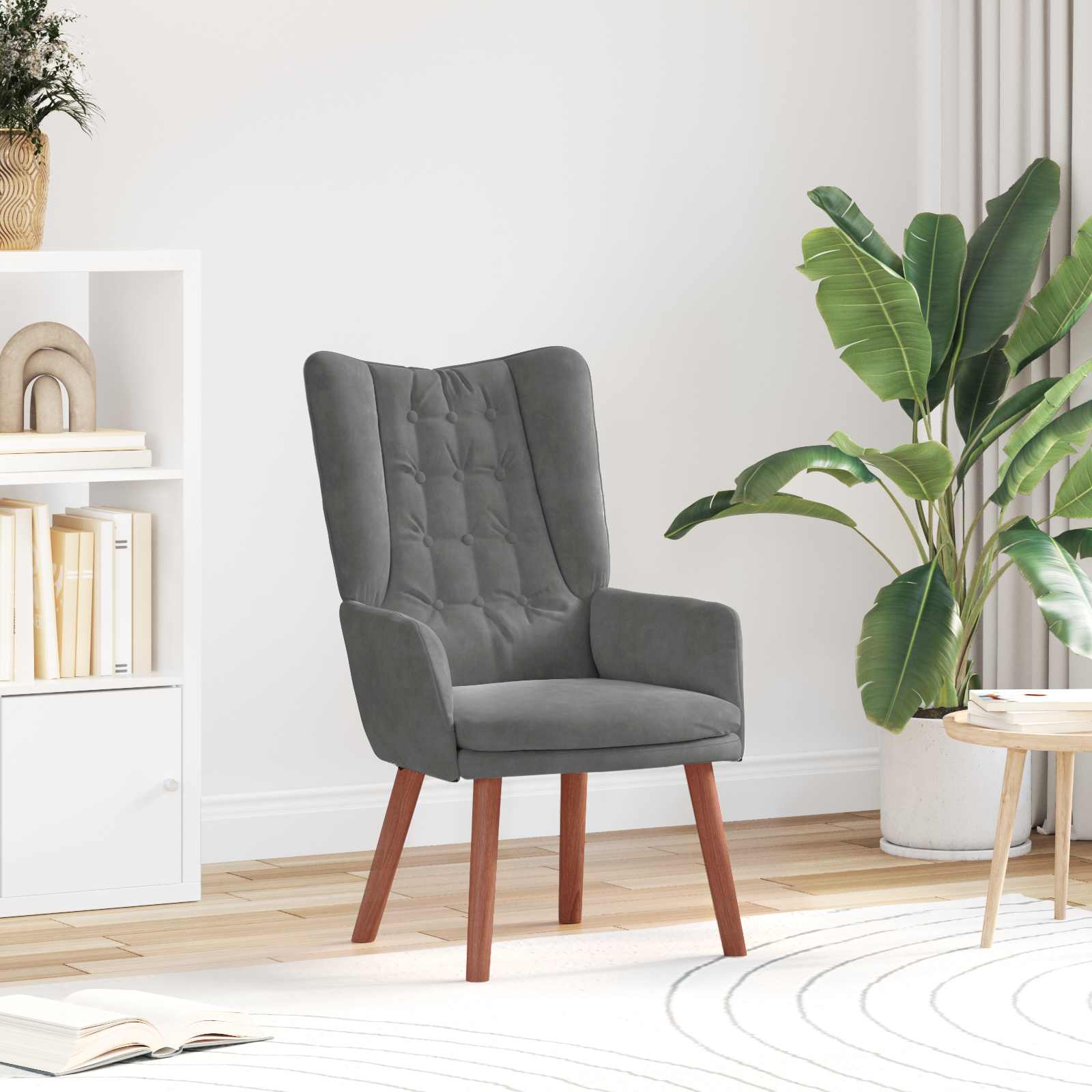 Poltrona Cinzenta Clara 63 x 67 x 94 cm Veludo