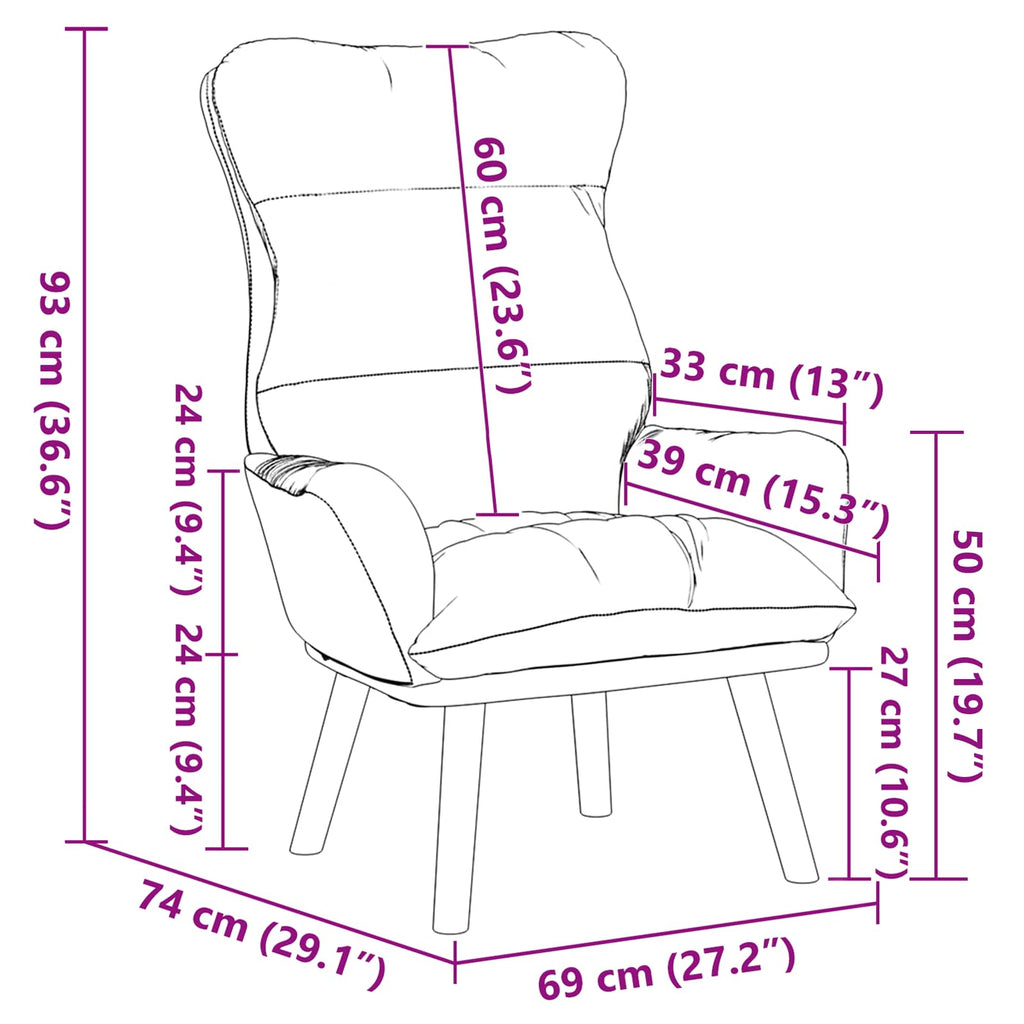 sillón Negro 69 x 74 x 93 cm Terciopelo