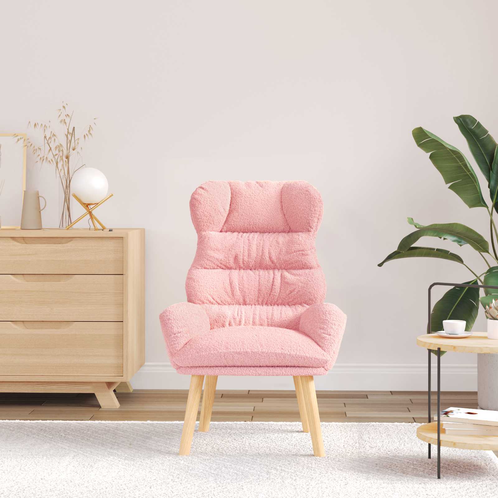 Poltrona Bege 69 x 74 x 93 cm Tecido Sherpa
