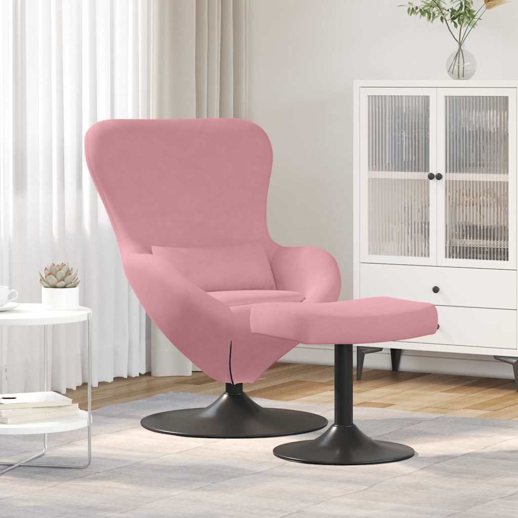 Silla Huevo con Puff Amarillo Terciopelo