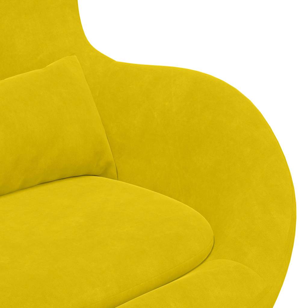 Silla Huevo con Puff Amarillo Terciopelo