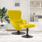 Silla Huevo con Puff Amarillo Terciopelo