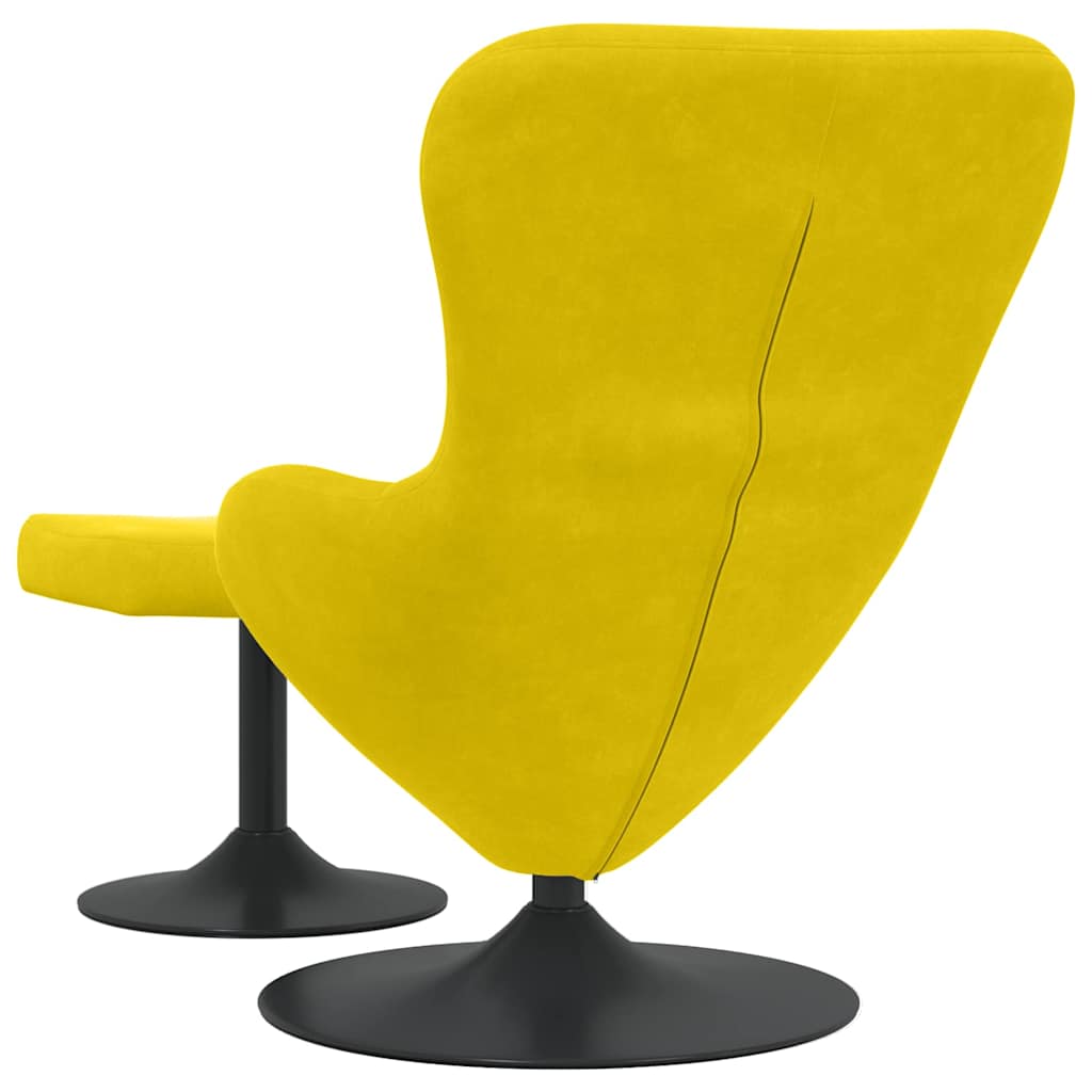 Silla Huevo con Puff Amarillo Terciopelo