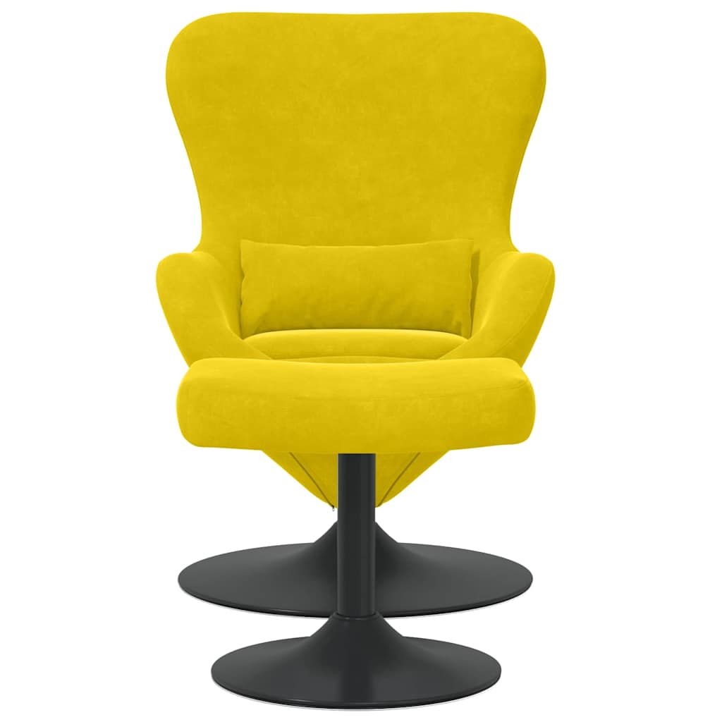 Silla Huevo con Puff Amarillo Terciopelo