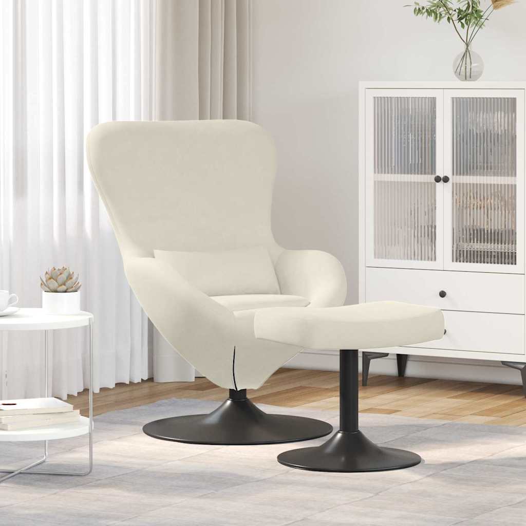 Silla Huevo con Puff Amarillo Terciopelo