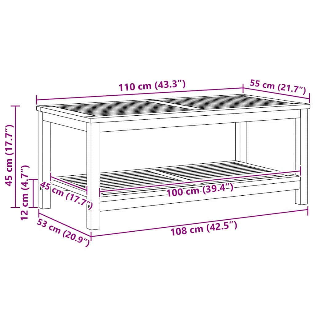 Mesa lateral Aceite Natural 110 x 55 x 45 cm