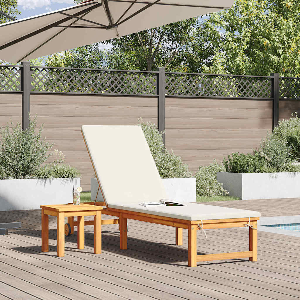 Tumbona Marrón 202 x 53 x 89 cm Madera de Acacia Sólida