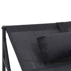 Sofá de sol de jardín con almohada 2 pcs Negro