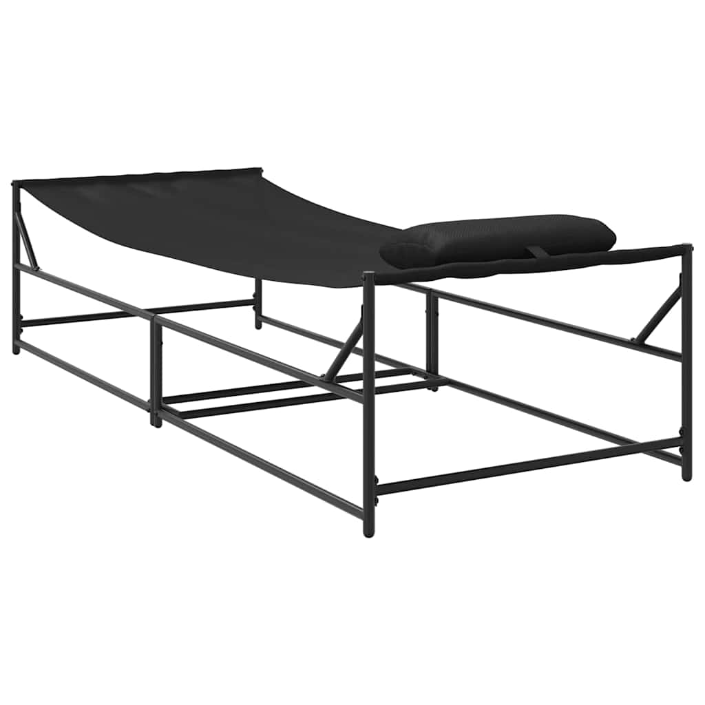 Sofá de sol de jardín con almohada 2 pcs Negro