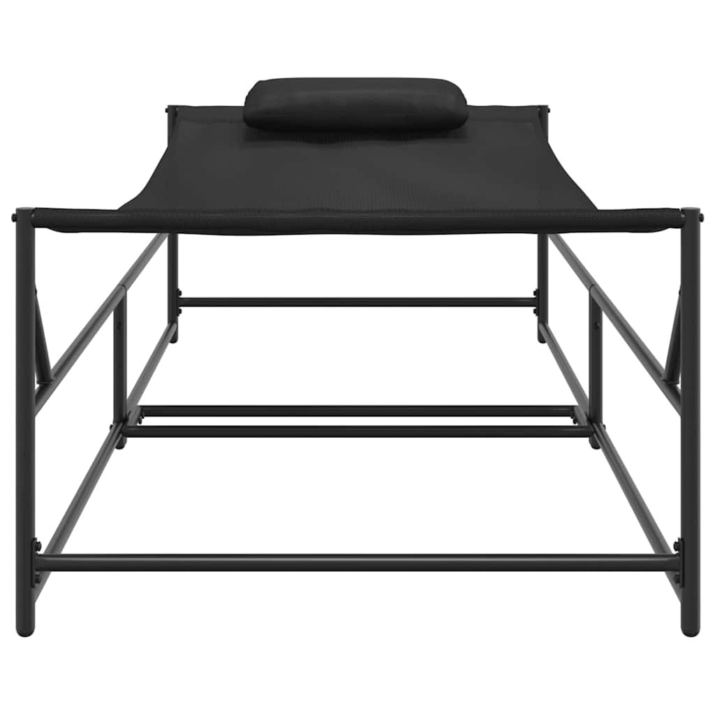 Sofá de sol de jardín con almohada 2 pcs Negro