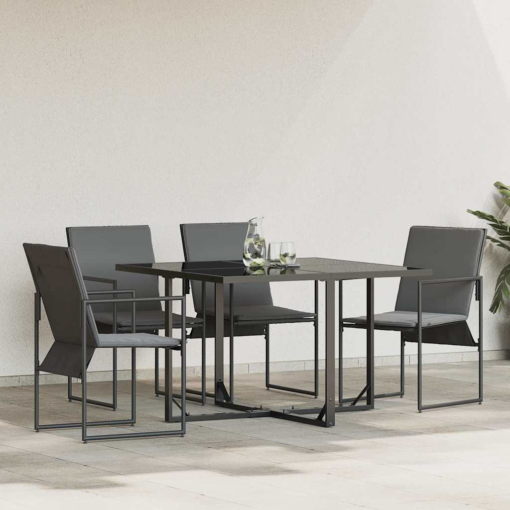 Silla con cojín 4 pcs Negro y Antracita Textileno