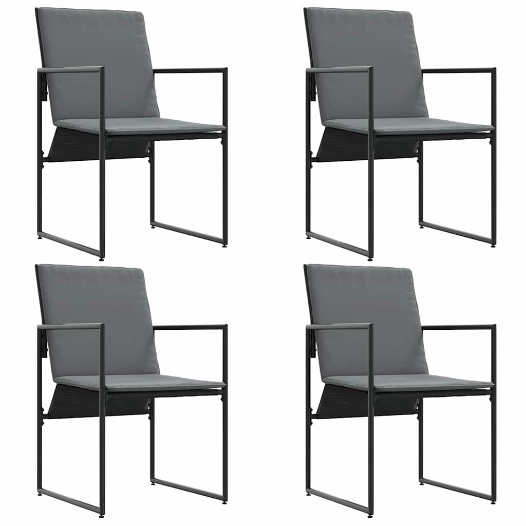 Silla con cojín 4 pcs Negro y Antracita Textileno