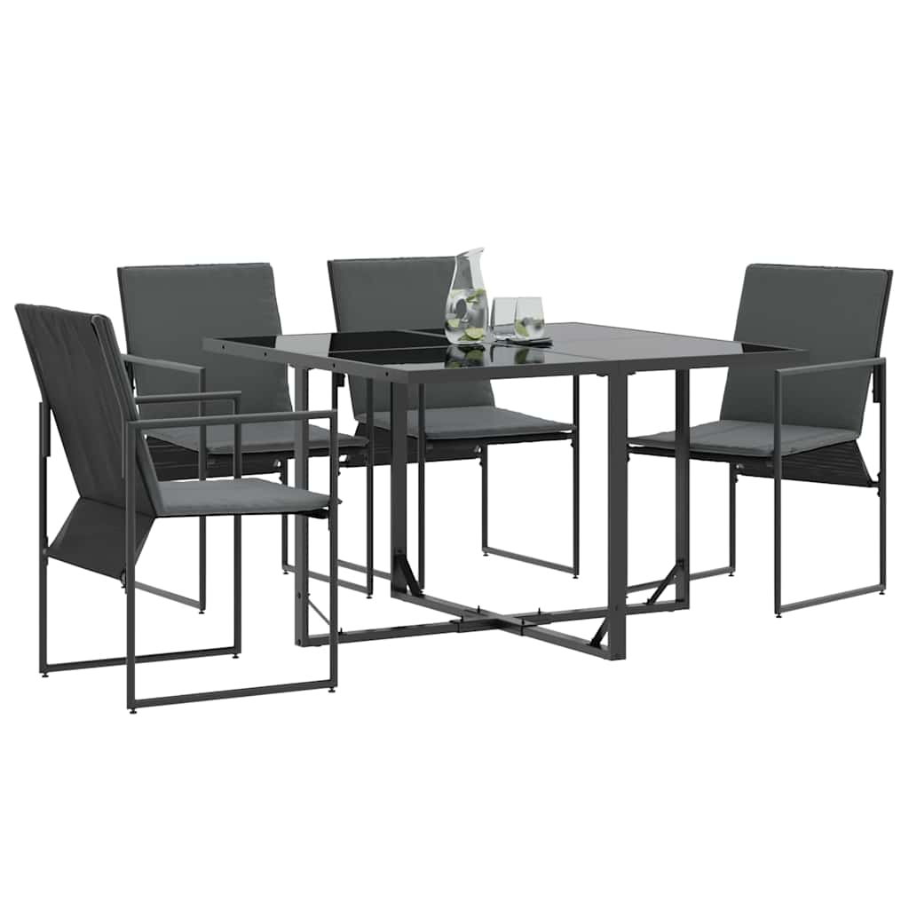 Silla con cojín 4 pcs Negro y Antracita Textileno