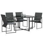 Silla con cojín 4 pcs Negro y Antracita Textileno