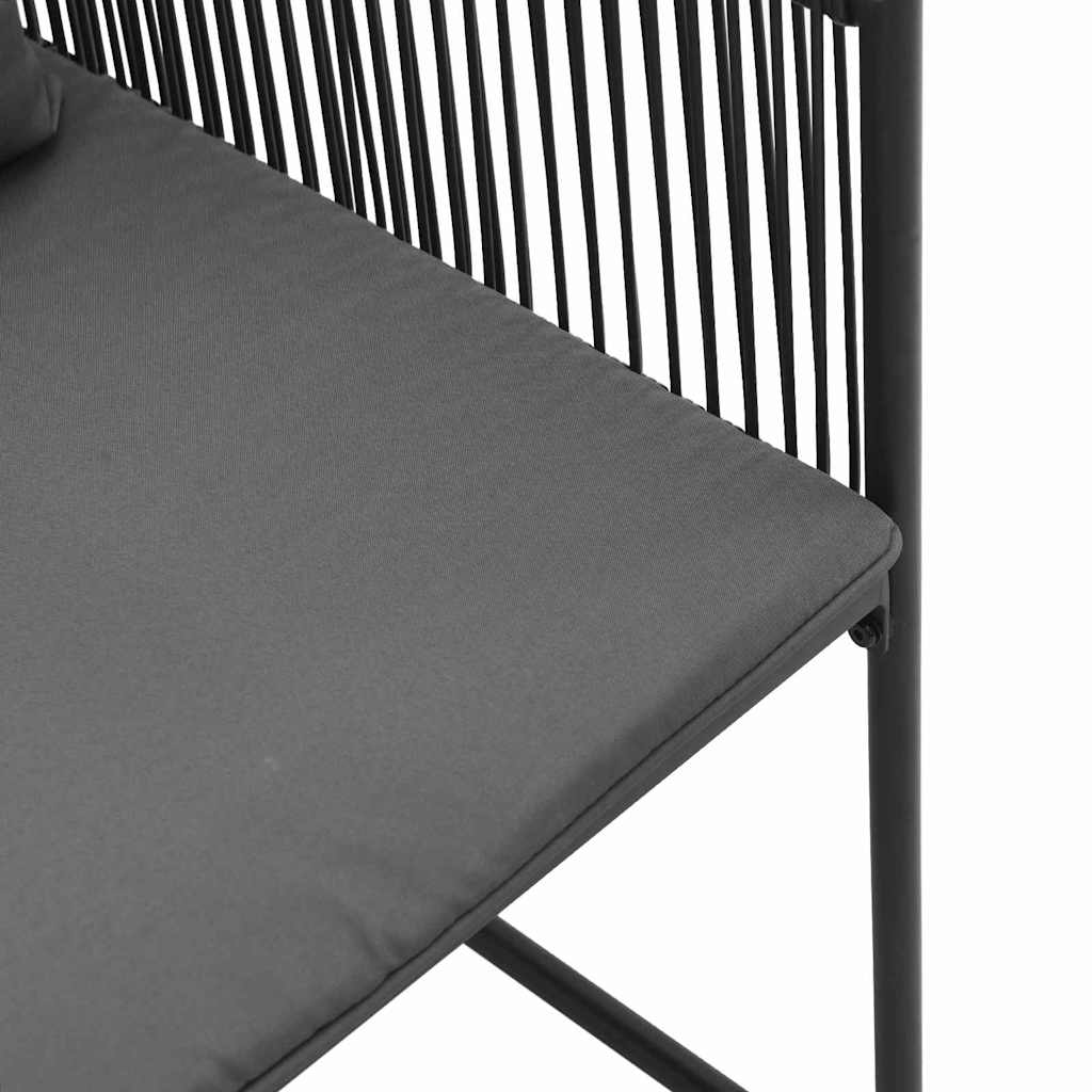Silla con cojín 4 pcs Negro y Antracita Ratán sintético