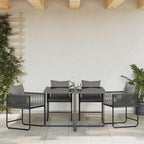 Silla con cojín 4 pcs Negro y Antracita Ratán sintético