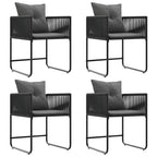 Silla con cojín 4 pcs Negro y Antracita Ratán sintético