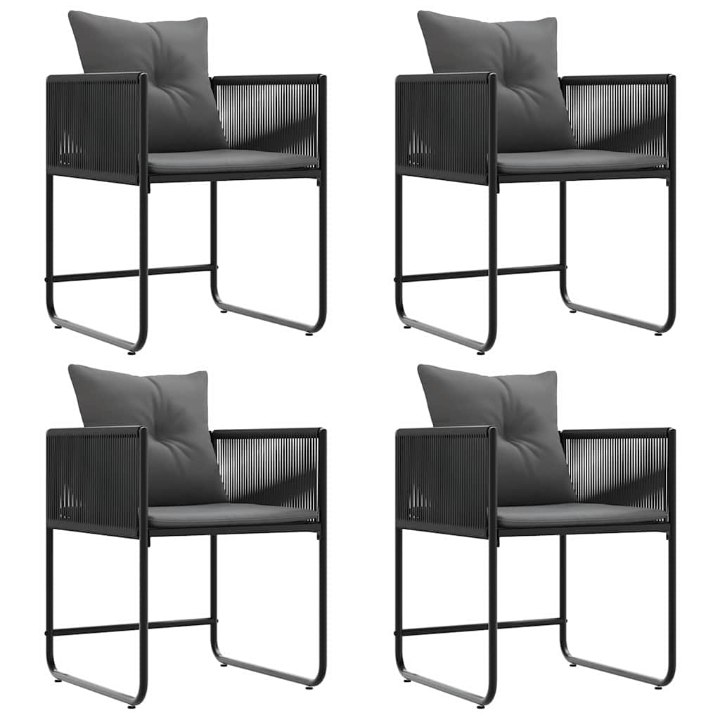 Silla con cojín 4 pcs Negro y Antracita Ratán sintético