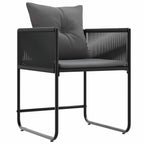 Silla con cojín 4 pcs Negro y Antracita Ratán sintético
