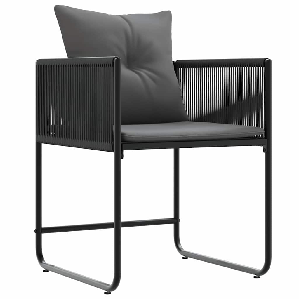 Silla con cojín 4 pcs Negro y Antracita Ratán sintético