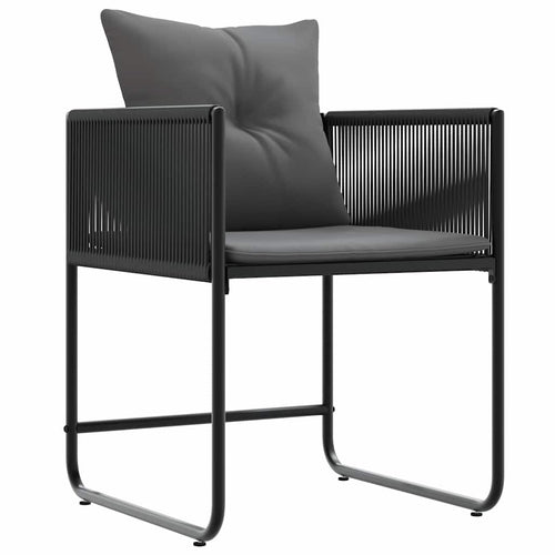 Silla con cojín 4 pcs Negro y Antracita Ratán sintético