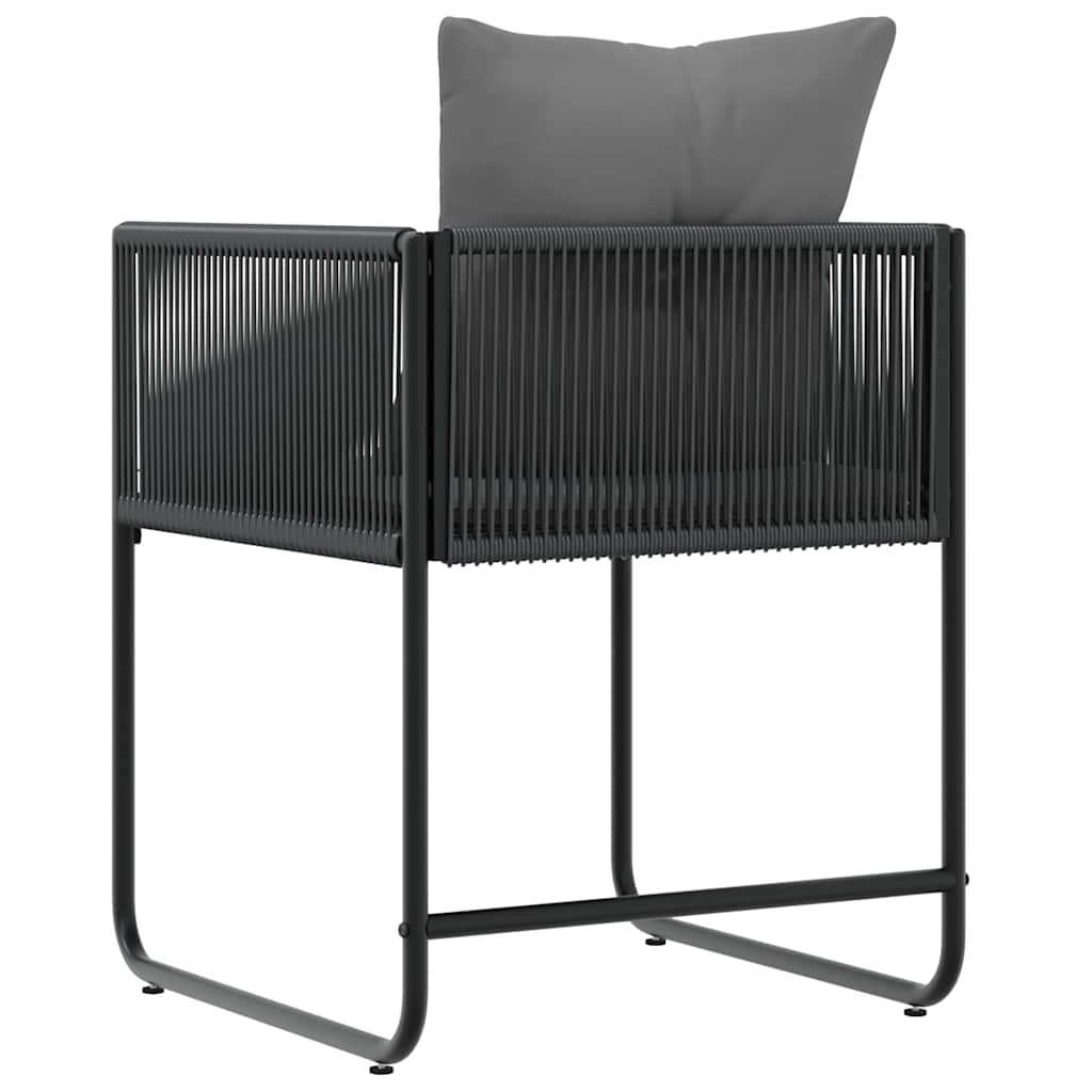 Silla con cojín 4 pcs Negro y Antracita Ratán sintético