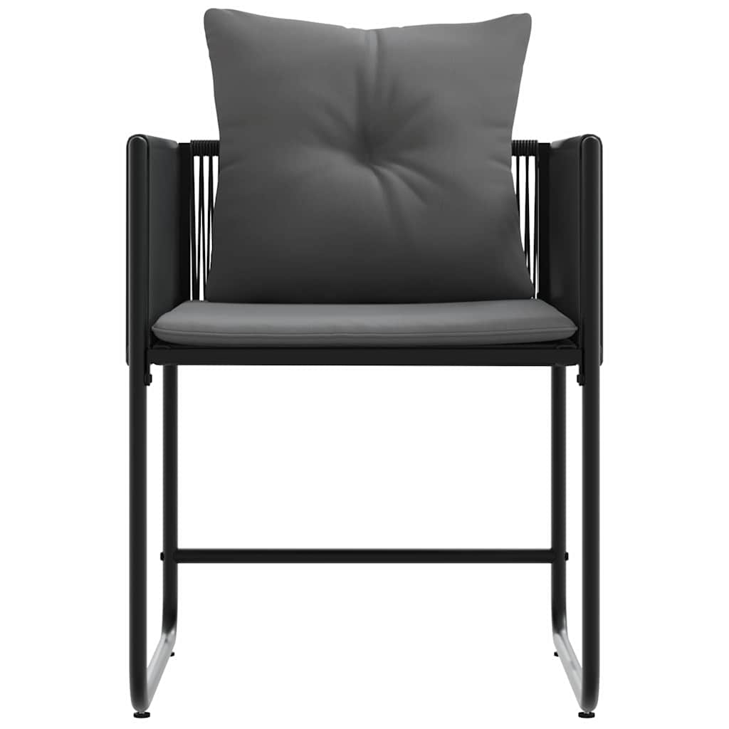 Silla con cojín 4 pcs Negro y Antracita Ratán sintético