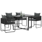 Silla con cojín 4 pcs Negro y Antracita Ratán sintético