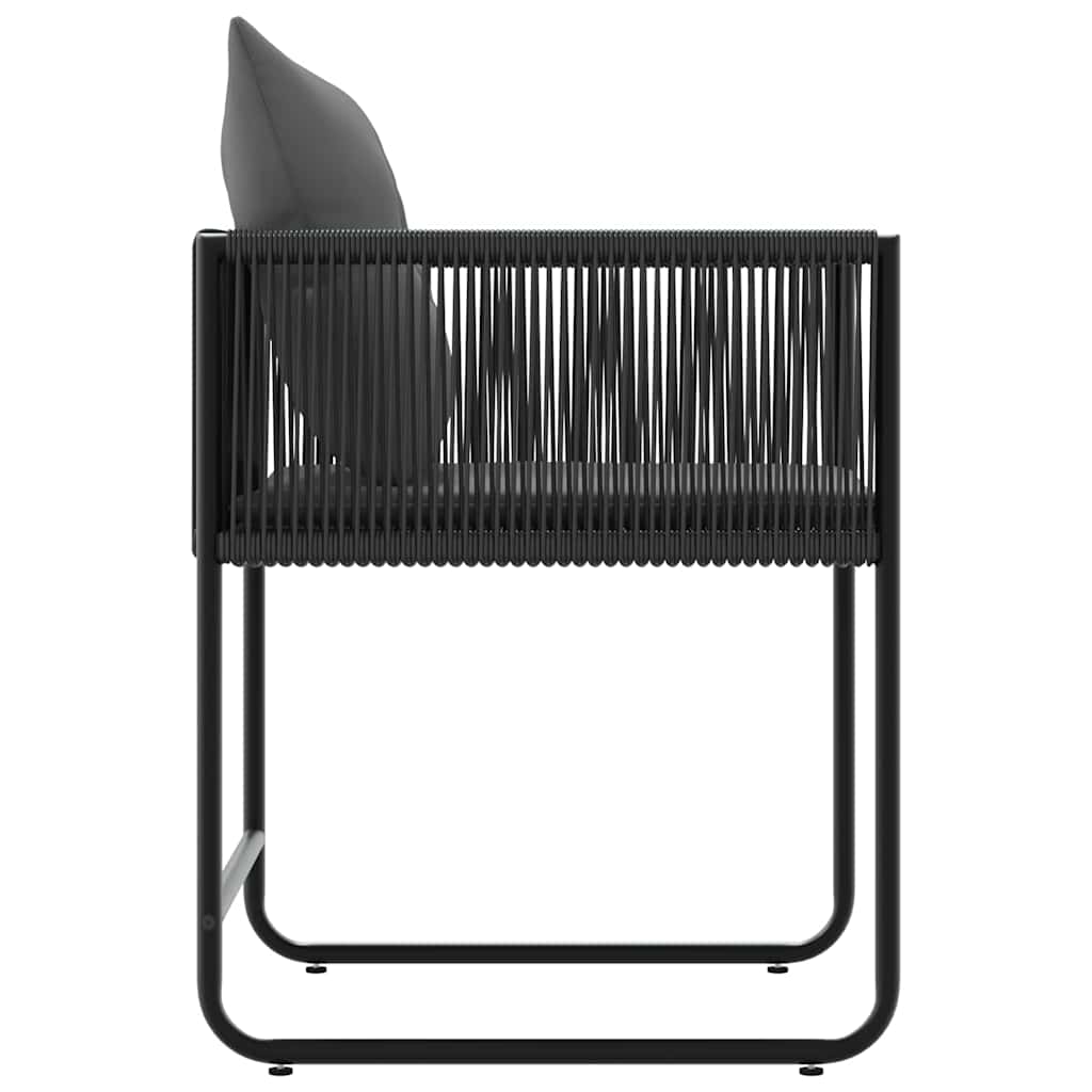 Silla con cojín 4 pcs Negro y Antracita Ratán sintético