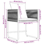 Silla con cojín 4 pcs Negro y Antracita Ratán sintético
