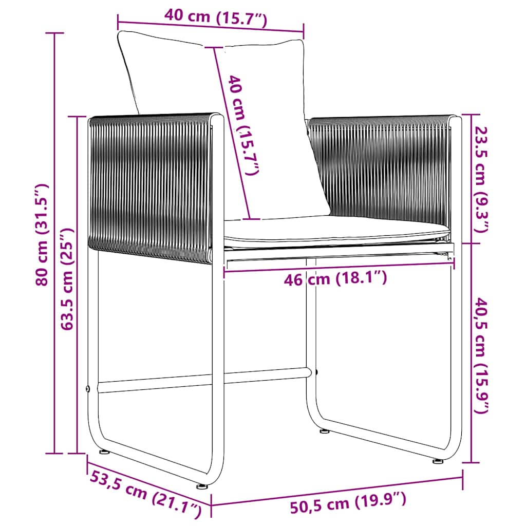 Silla con cojín 4 pcs Negro y Antracita Ratán sintético