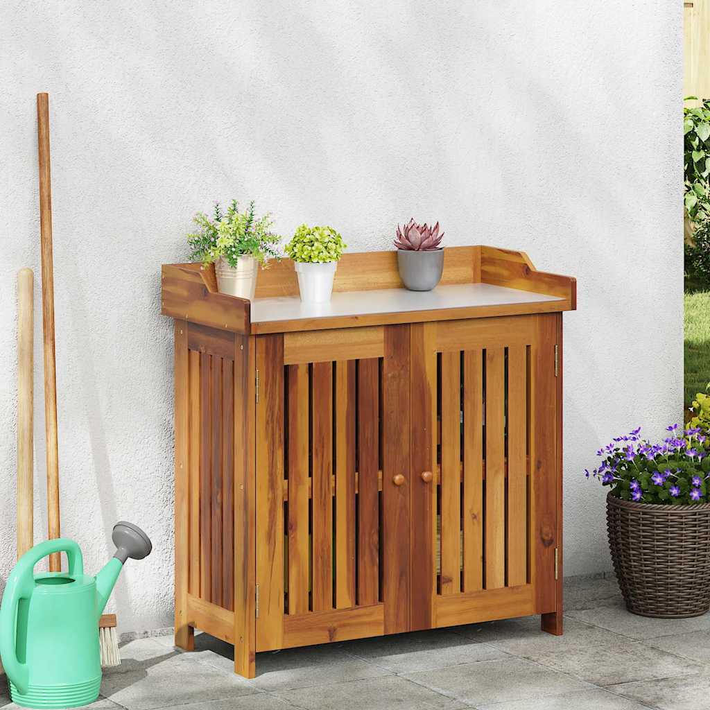 Garden cupboard with shelf with door Natural 90 x 40 x 90cm
