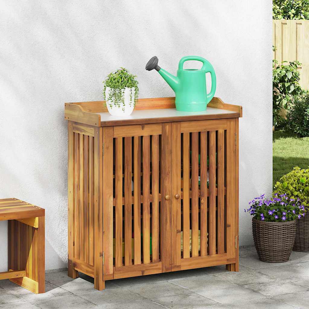 Armario de Jardín con estante con puerta Natural 90 x 40 x 90cm