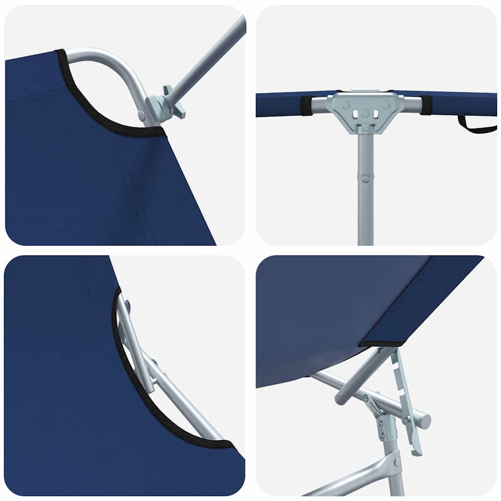 Tumbona 2 pcs Azul 58 x 188 x 77 cm Poliéster
