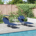 Tumbona 2 pcs Azul 58 x 188 x 77 cm Poliéster