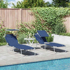 Tumbona 2 pcs Azul 58 x 188 x 77 cm Poliéster