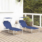 Tumbona 2 pcs Azul 58 x 188 x 77 cm Poliéster